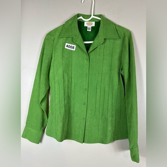 Talbots petites small 18-1/2 p2p 23-1/2 length green feels like velvet preowned - Picture 2 of 7